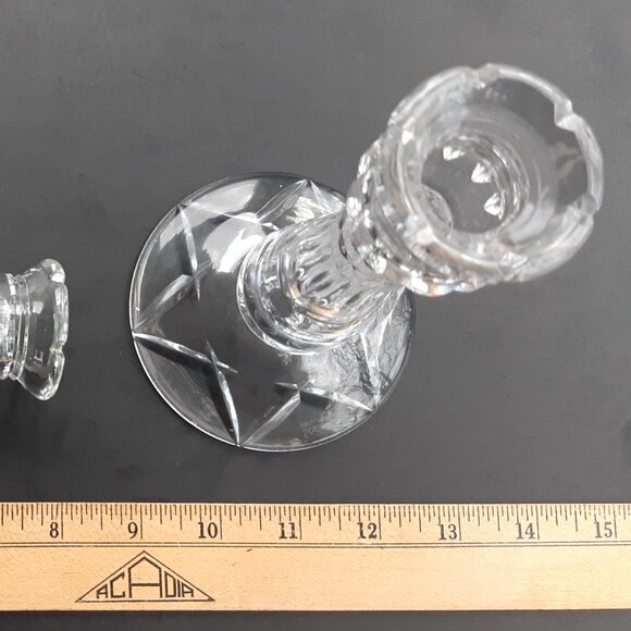 Early Stuart Waterford England Crystal Hand Cut Candleholders Pair England 1930s - Picture 14 of 14